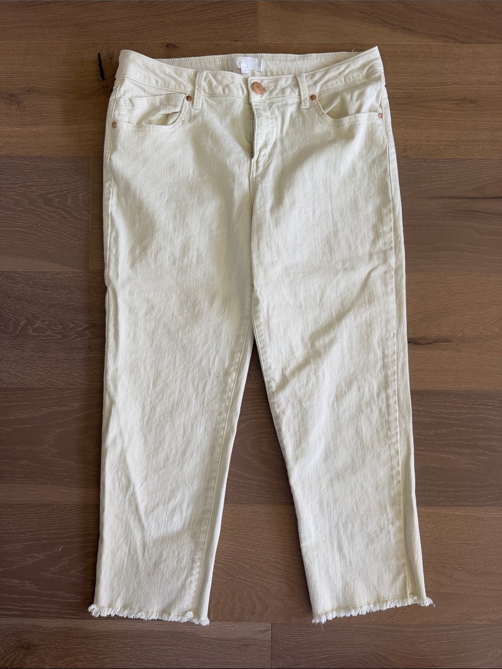 Women’s Cream Straight-Leg cropped Jeans